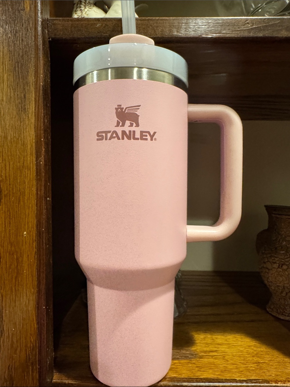 Stanley Pink Insulated Travel Tumbler with Handle and Straw